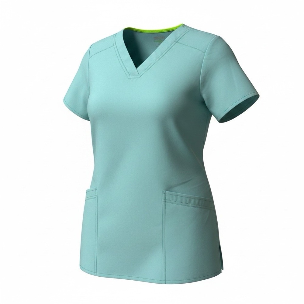 Scrubstar White Cross Women XL Scrub Tops Set of 2 Teal Butterfly Gray Pink